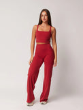 LEVATE SIGNATURE STRAIGHT LEG PANTS (TALL) - CHERRY RED