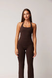 LEVATE ALLURE HAILEY HALTER TANK - ESPRESSO