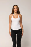 LEVATE ALLURE HAILEY HALTER TANK - WHITE