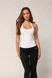 LEVATE ALLURE HAILEY HALTER TANK - WHITE