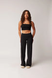 LEVATE FOLD OVER STRAIGHT LEG PANTS (REGULAR) - BLACK