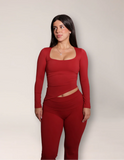 LEVATE ALLURE RIRI ASYMMETRICAL LONG SLEEVE - CHERRY RED